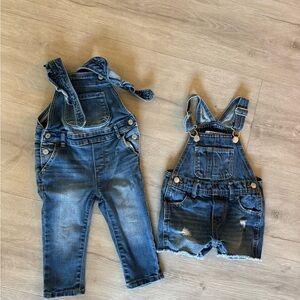 Baby Girl Gap / Old Navy Overall Pants (18-24m) and Shorts (12-18m) - SET